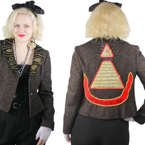 Desperately Seeking 80s Pyramid Style Size 4 Bronze Tweed Susan Jacket - Picture 7 of 9